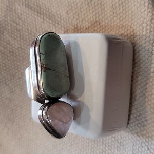 Silver ring with 2 genuine stones